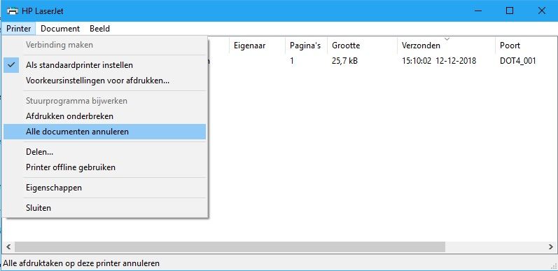 Printopdracht verwijderen, Printopdrachten verwijderen, kill print job